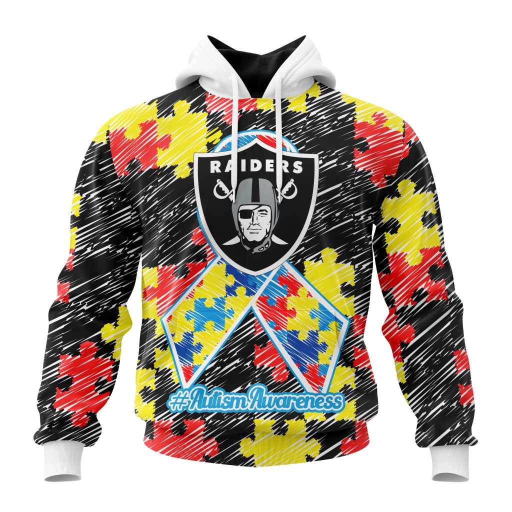 Personalized Nfl Las Vegas Raiders Puzzle Autism Awareness Hoodie