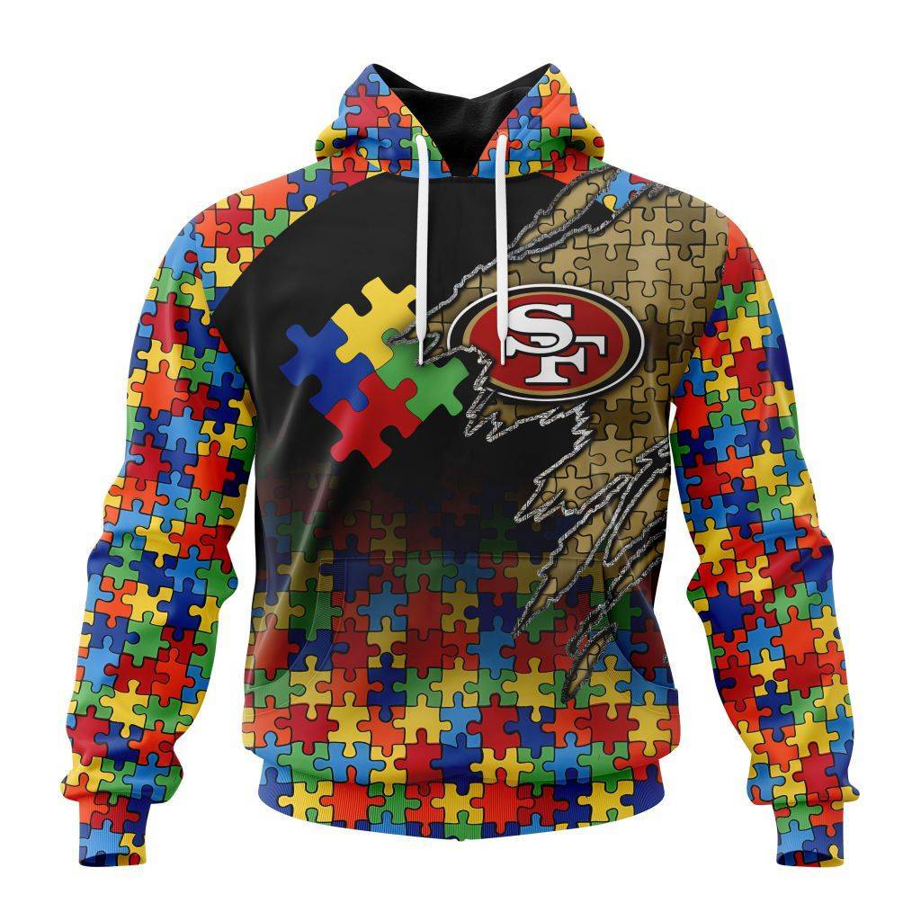 Customized Nfl San Francisco 49Ers Autism Awareness Design Hoodie