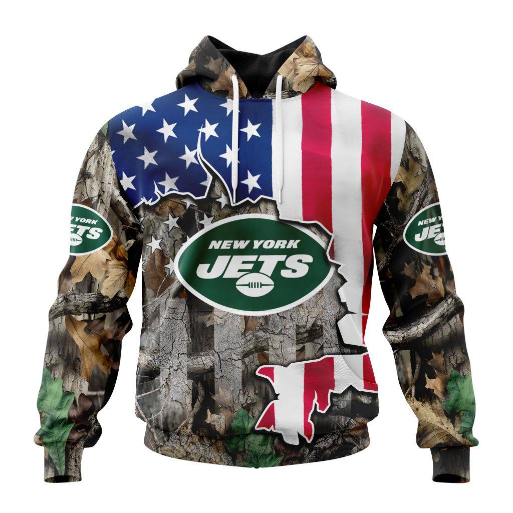Customized Nfl New York Jets Usa Flag Camo Realtree Hunting Hoodie