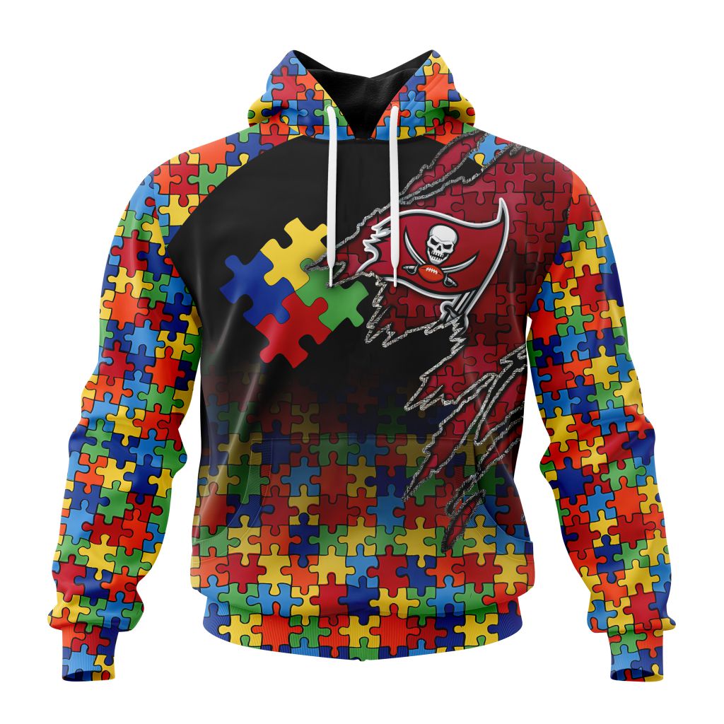 Customized Nfl Tampa Bay Buccaneers Autism Awareness Design Hoodie