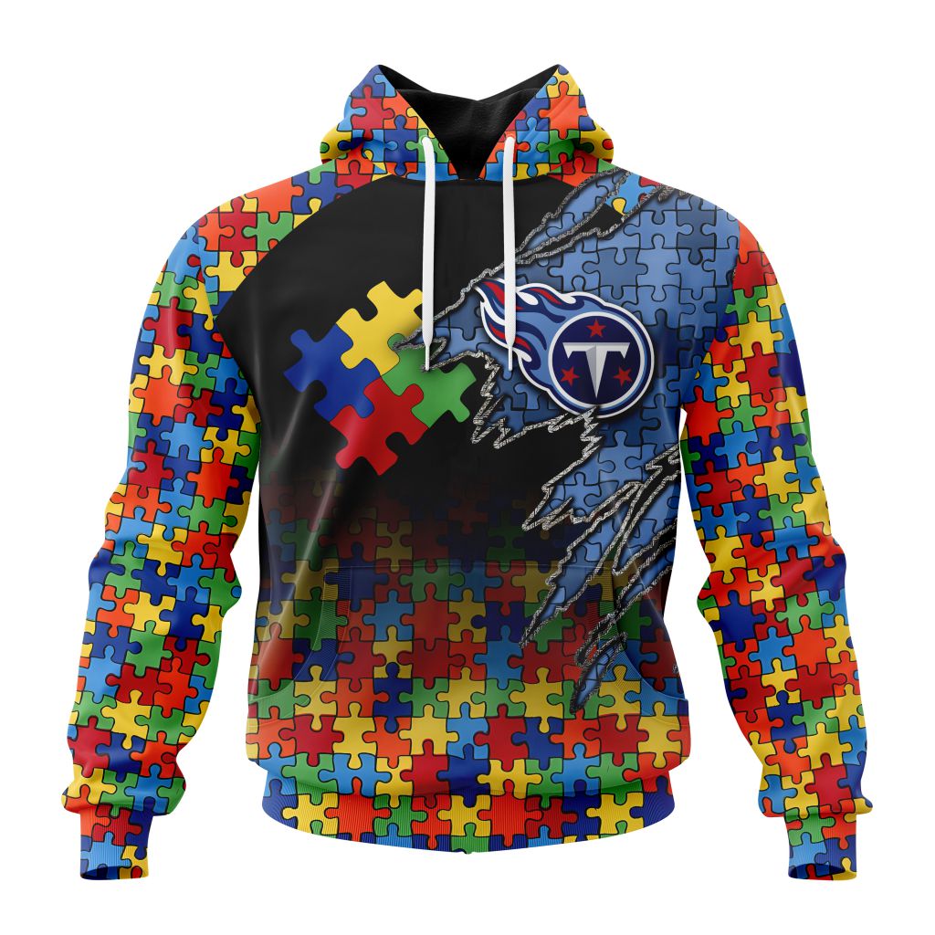 Customized Nfl Tennessee Titans Autism Awareness Design Hoodie