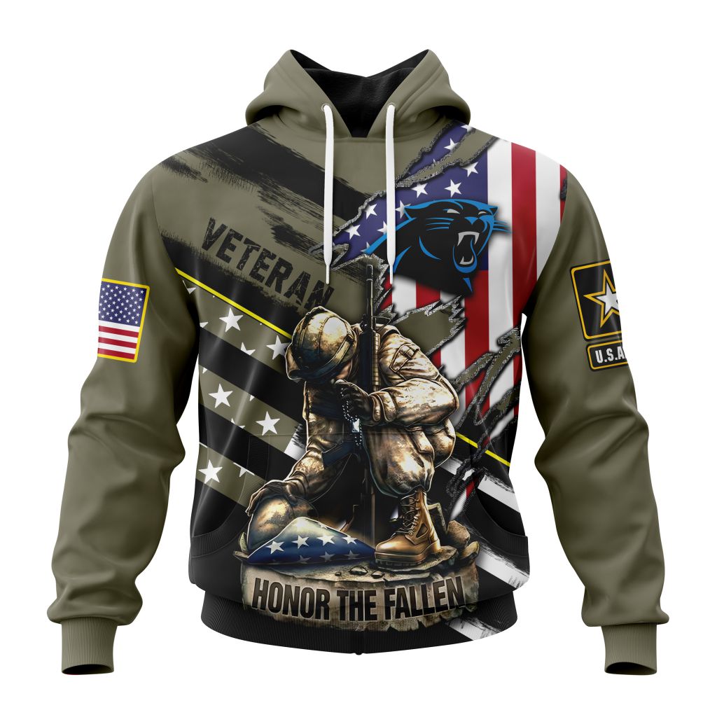 Personalized Nfl Carolina Panthers Honor Veterans Kneeling Soldier Hoodie