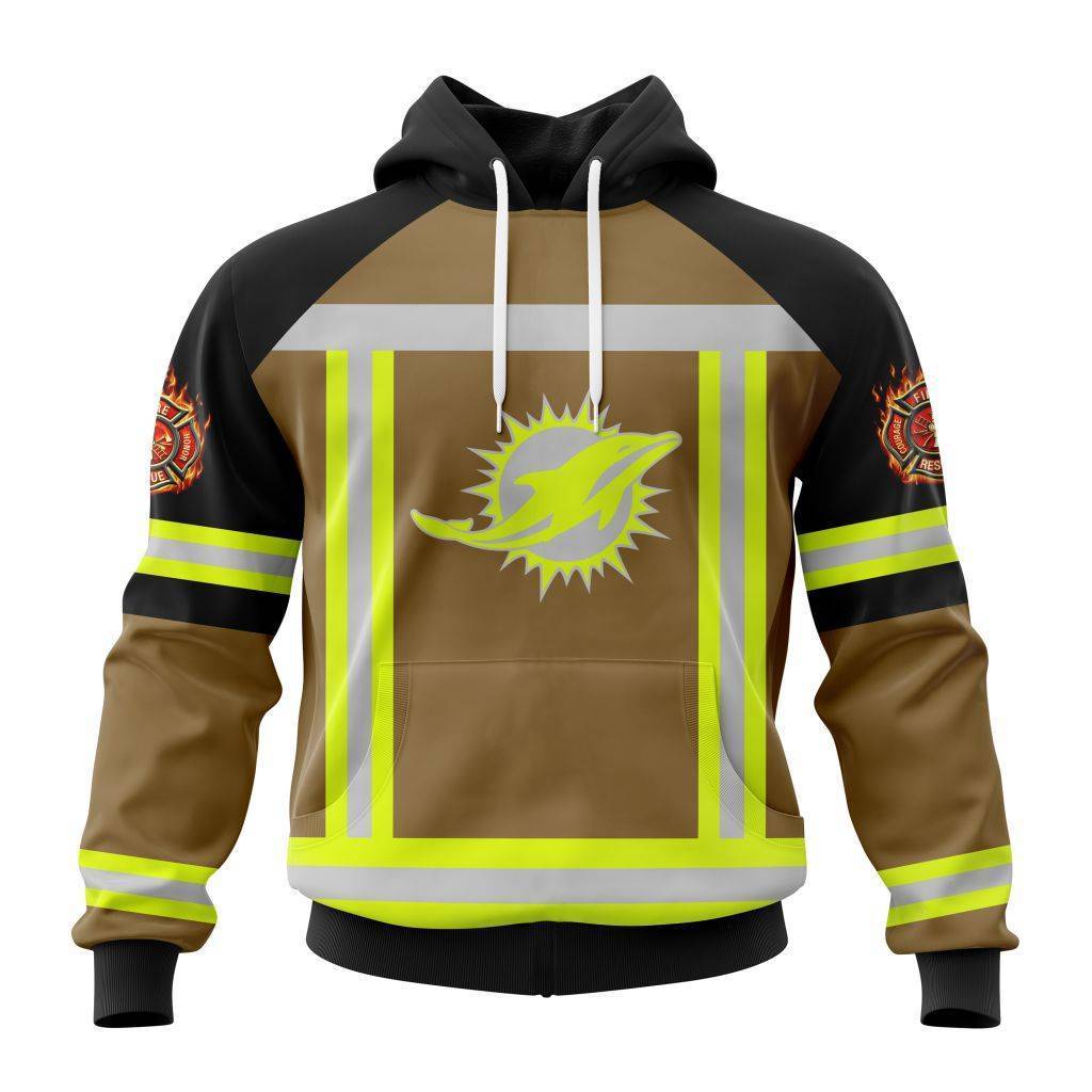 Customized Nfl Miami Dolphins Special Firefighter Uniform Design Hoodie