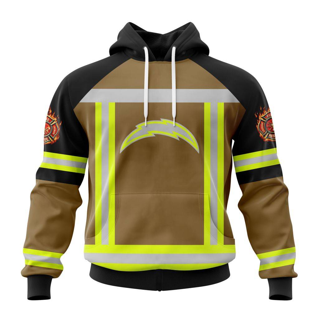 Customized Nfl Los Angeles Chargers Special Firefighter Uniform Design Hoodie