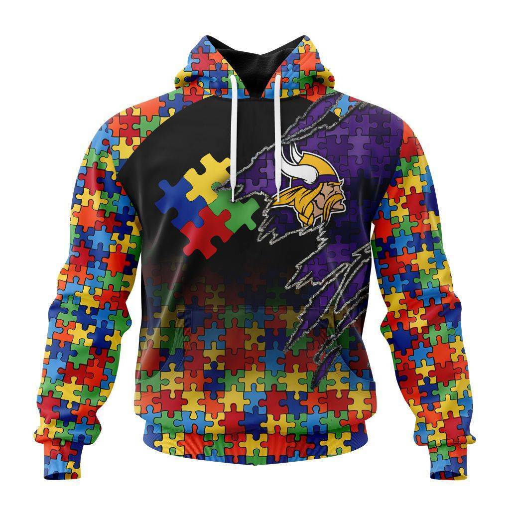 Customized Nfl Minnesota Vikings Autism Awareness Design Hoodie