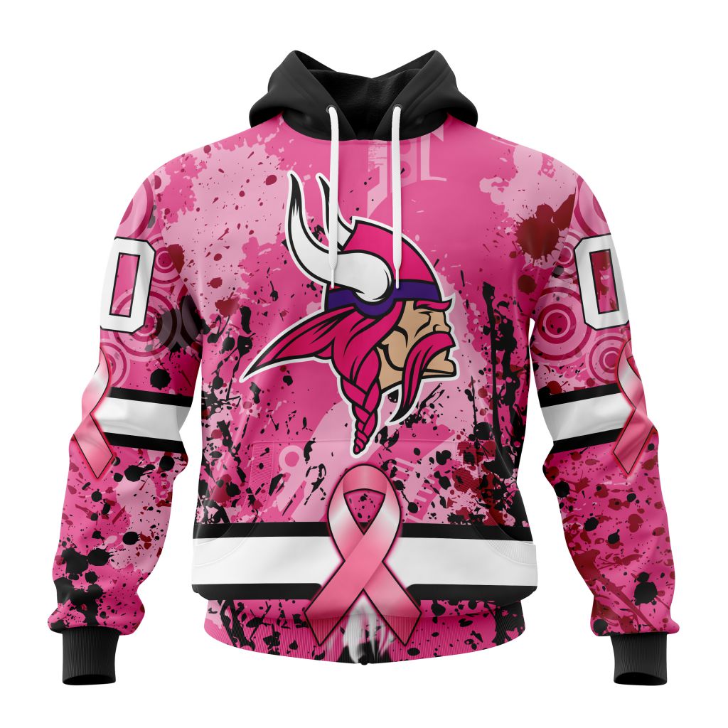 Customized Nfl Minnesota Vikings I Pink I Can In October We Wear Pink Breast Cancer Hoodie