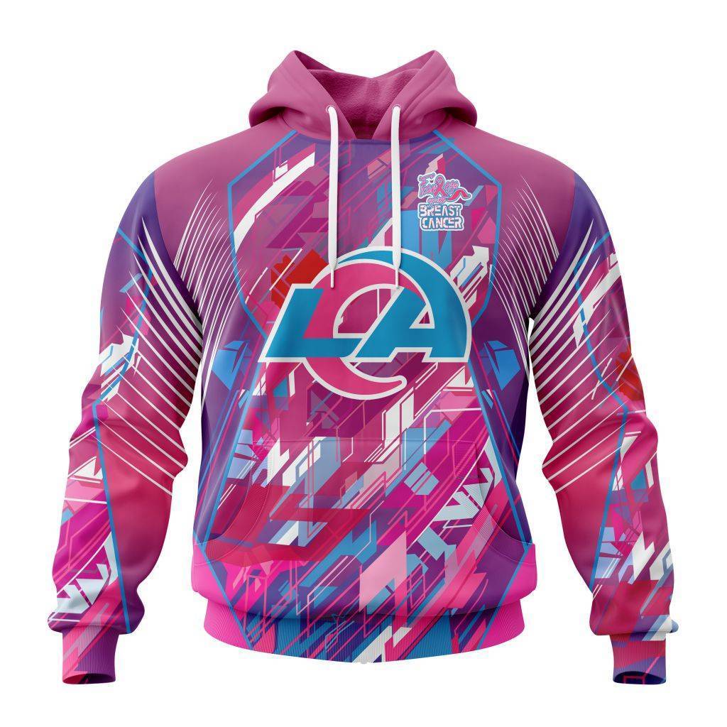 Customized Nfl Los Angeles Rams I Pink I Can Fearless Again Breast Cancer Hoodie
