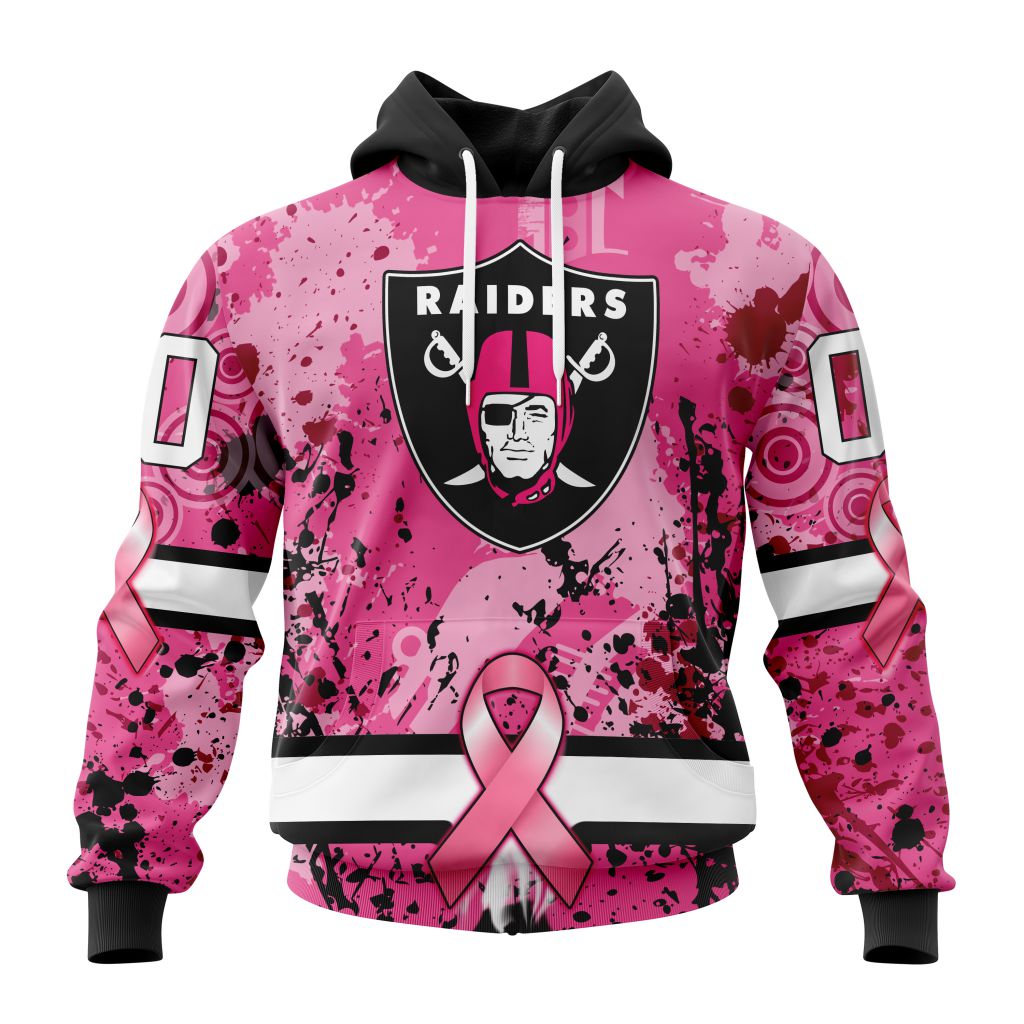 Customized Nfl Las Vegas Raiders I Pink I Can In October We Wear Pink Breast Cancer Hoodie