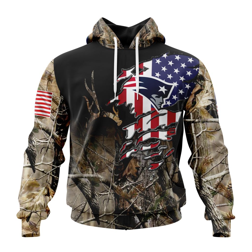 Customized Nfl New England Patriots Special Camo Realtree Hunting Hoodie