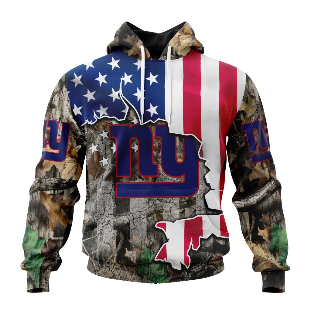Customized Nfl New York Giants Usa Flag Camo Realtree Hunting Hoodie