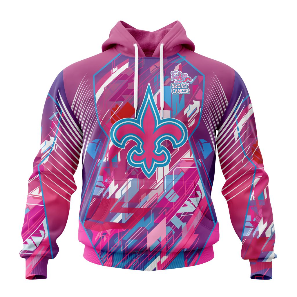 Customized Nfl New Orleans Saints I Pink I Can Fearless Again Breast Cancer Hoodie