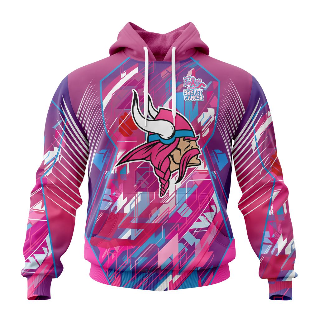 Customized Nfl Minnesota Vikings I Pink I Can Fearless Again Breast Cancer Hoodie