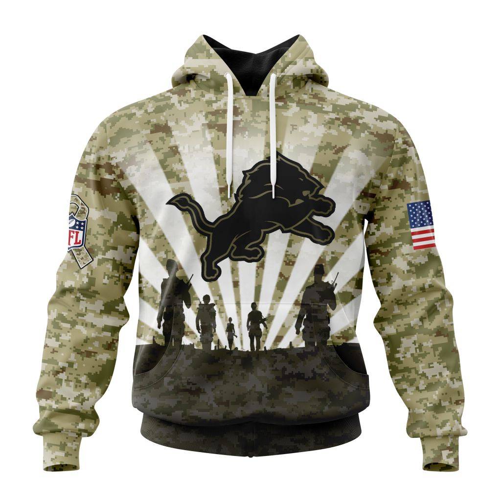 Custom Nfl Detroit Lions Salute To Service Honor Veterans And Their Families Hoodie