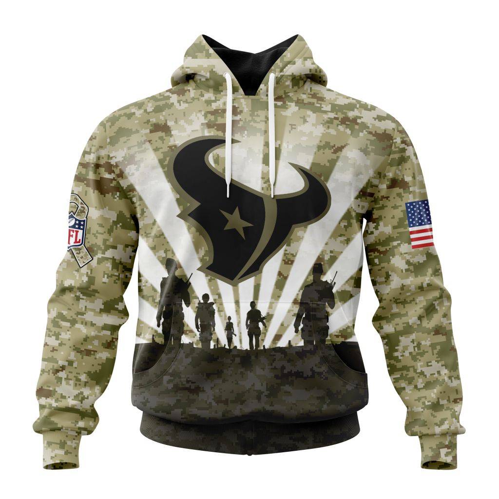 Custom Nfl Houston Texans Salute To Service Honor Veterans And Their Families Hoodie