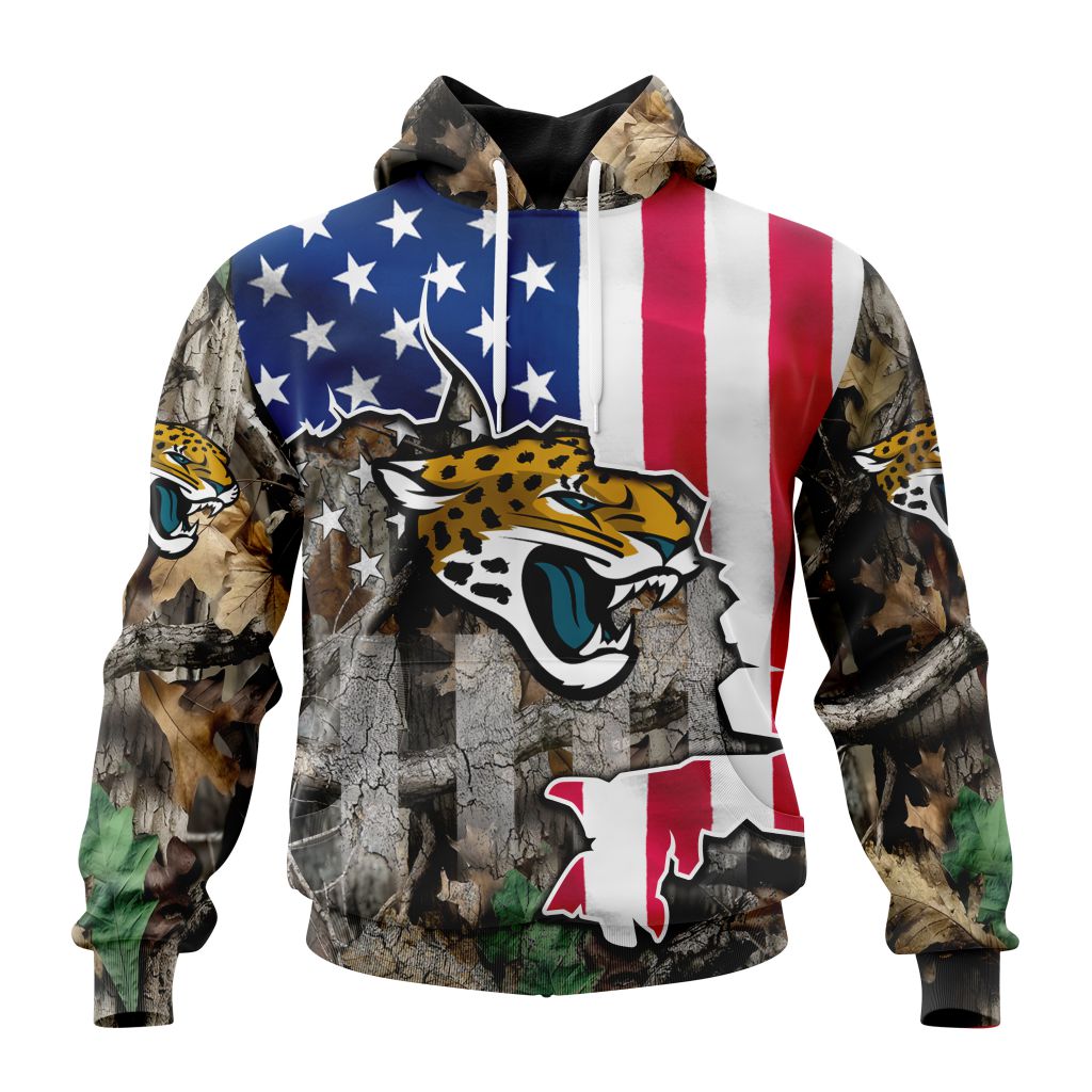 Customized Nfl Jacksonville Jaguars Usa Flag Camo Realtree Hunting Hoodie