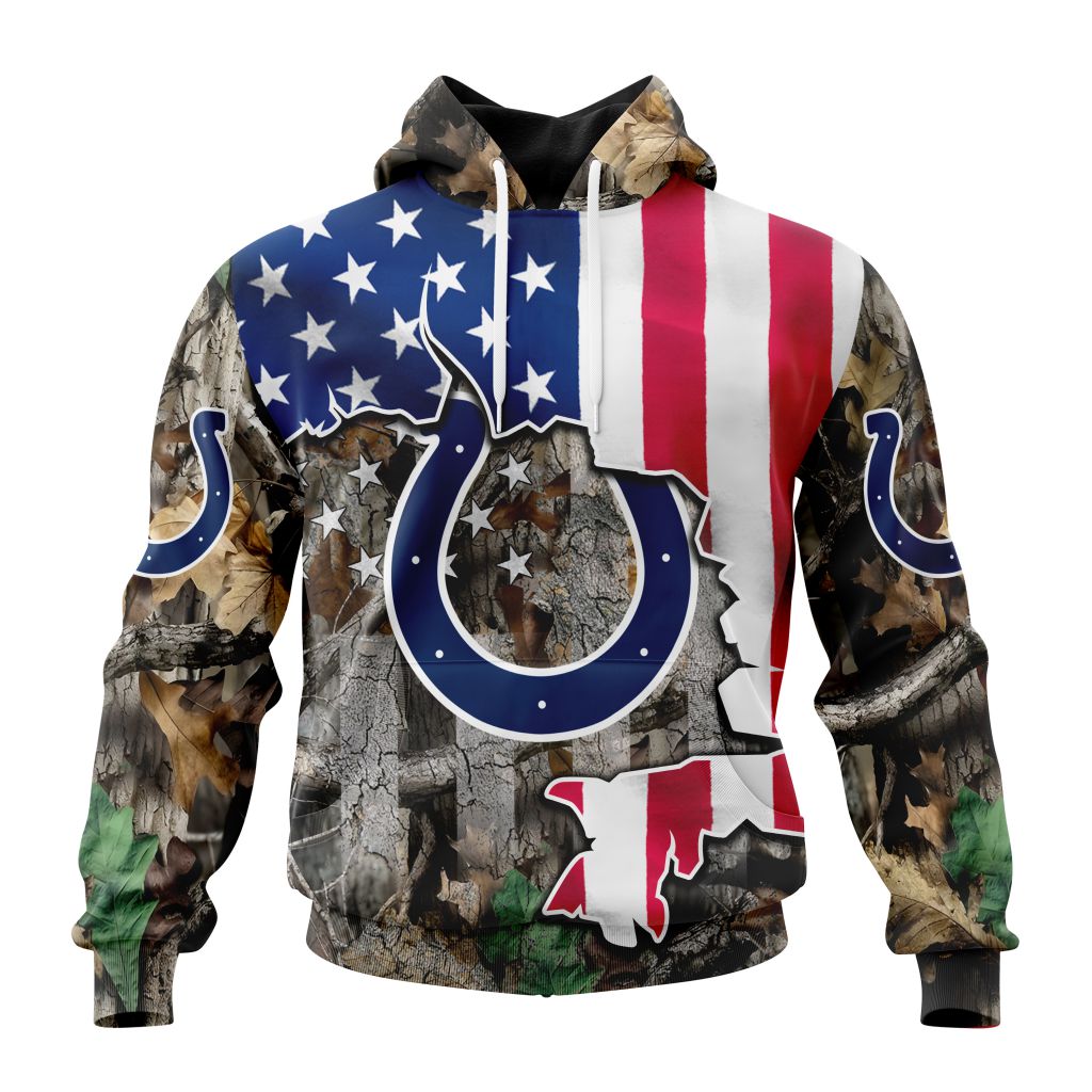 Customized Nfl Indianapolis Colts Usa Flag Camo Realtree Hunting Hoodie