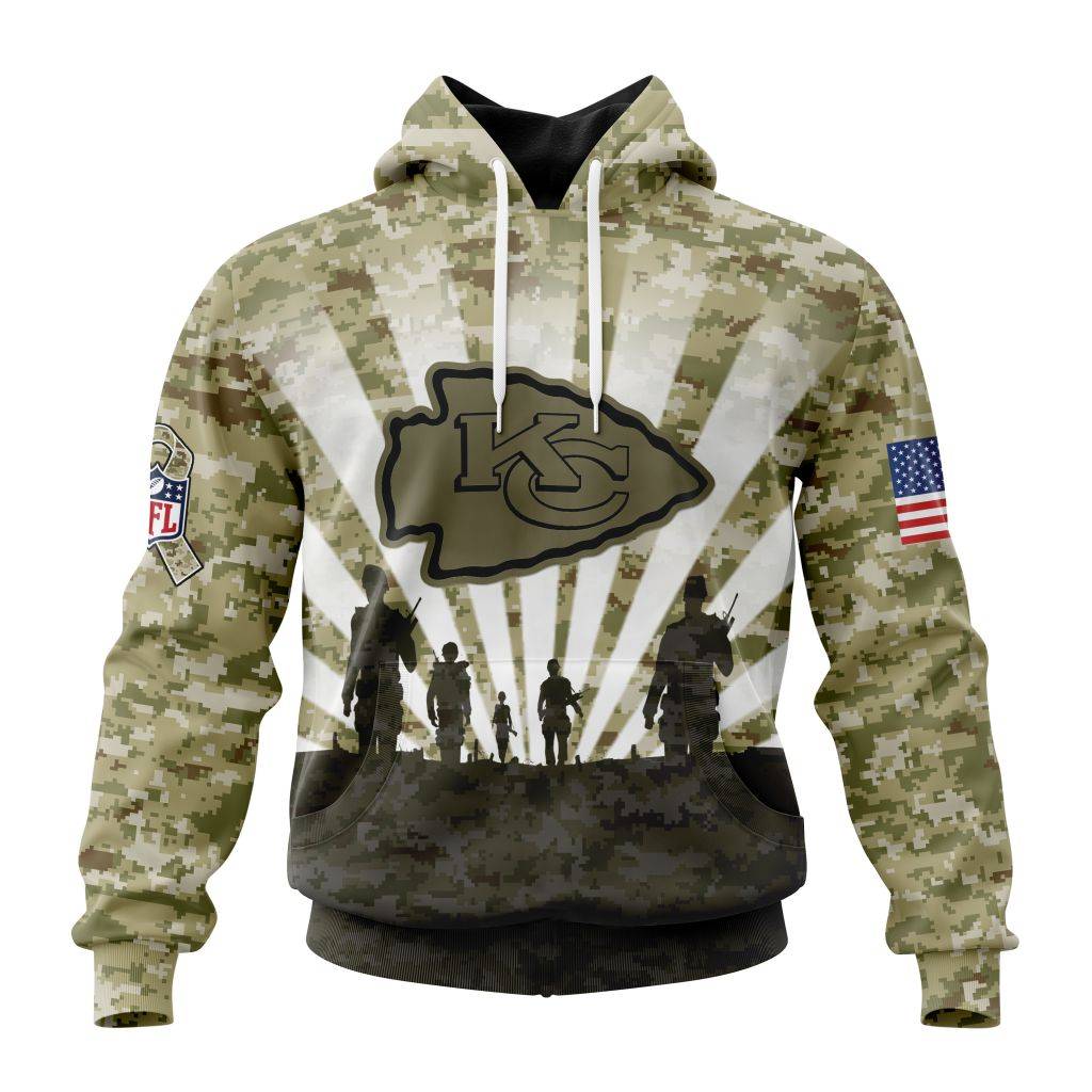 Custom Nfl Kansas City Chiefs Salute To Service Honor Veterans And Their Families Hoodie