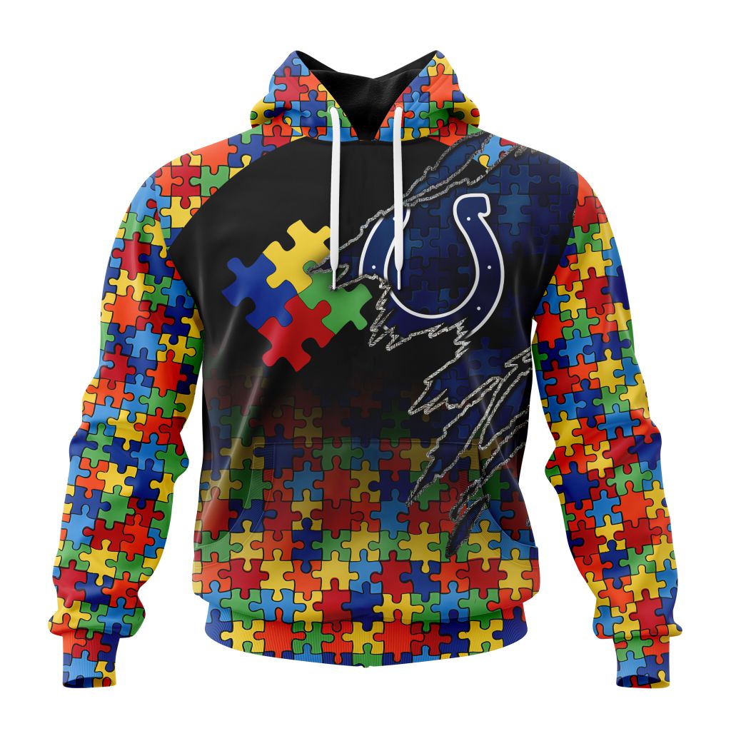 Customized Nfl Indianapolis Colts Autism Awareness Design Hoodie