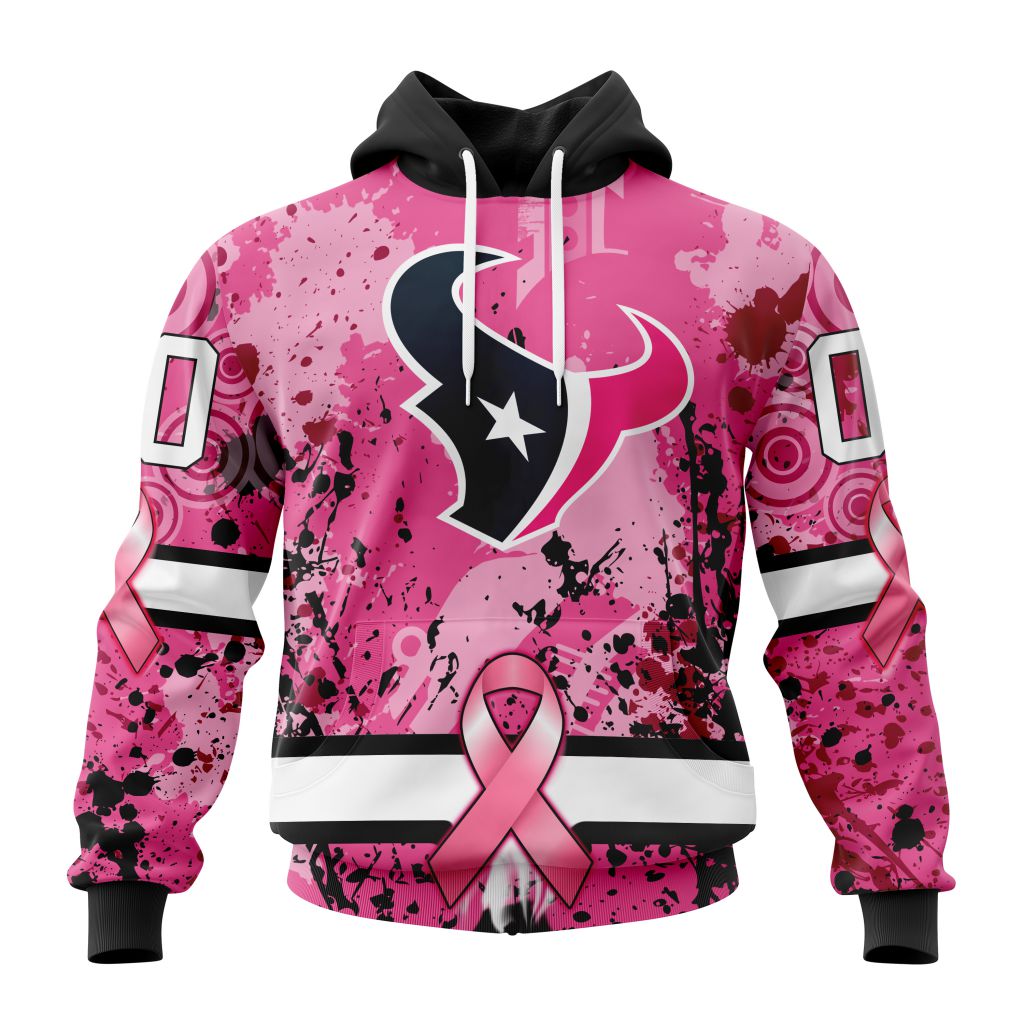 Customized Nfl Houston Texans I Pink I Can In October We Wear Pink Breast Cancer Hoodie