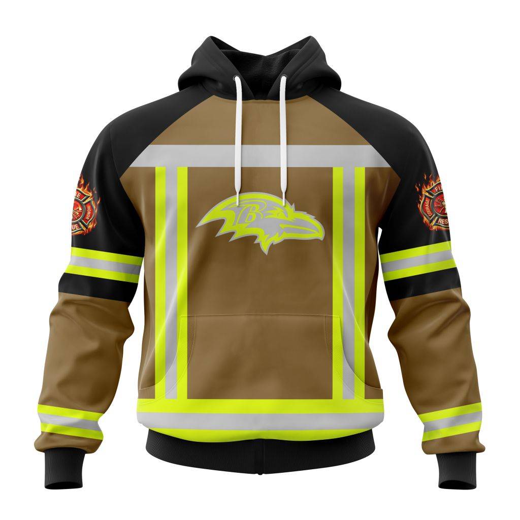 Customized Nfl Baltimore Ravens Special Firefighter Uniform Design Hoodie