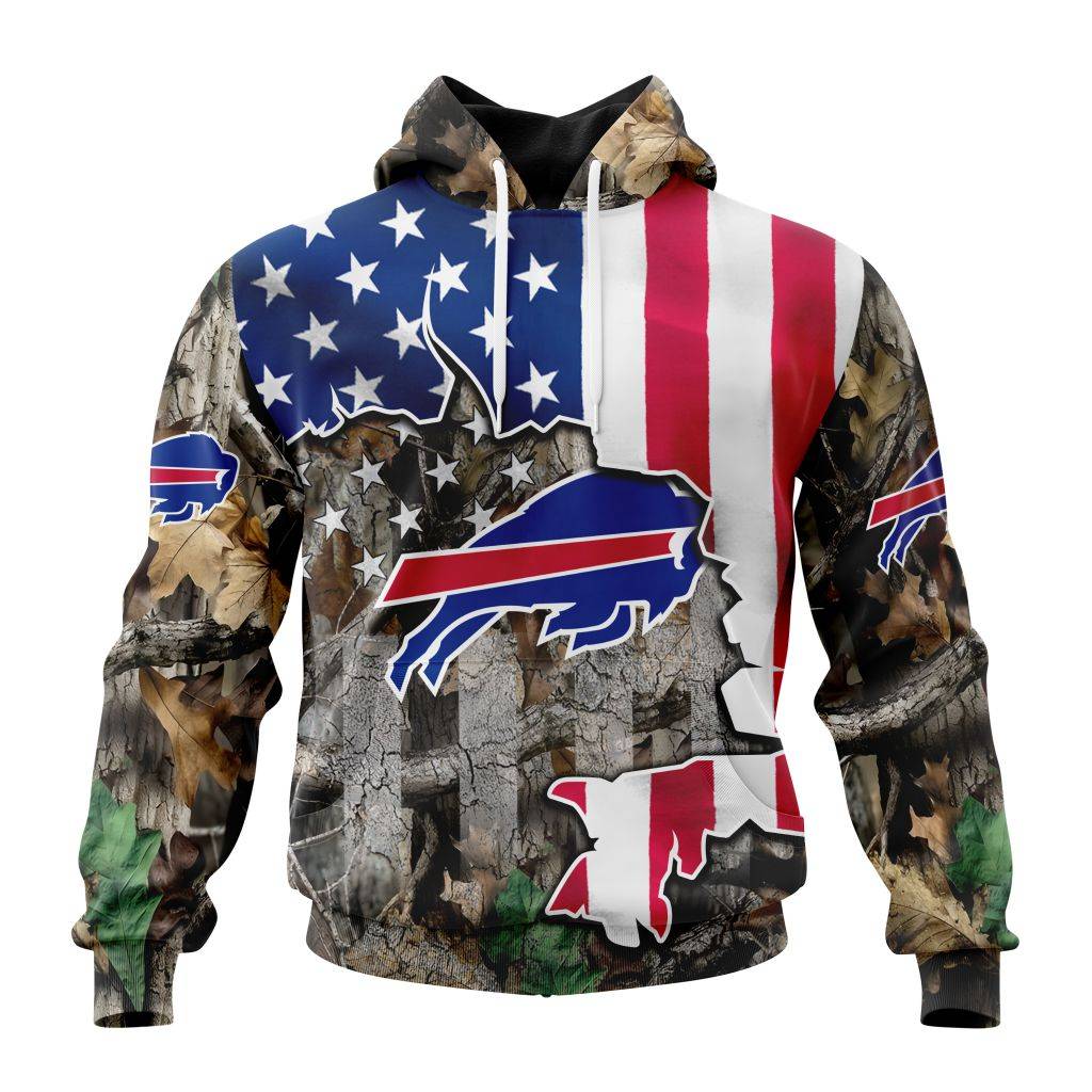 Customized Nfl Buffalo Bills Usa Flag Camo Realtree Hunting Hoodie