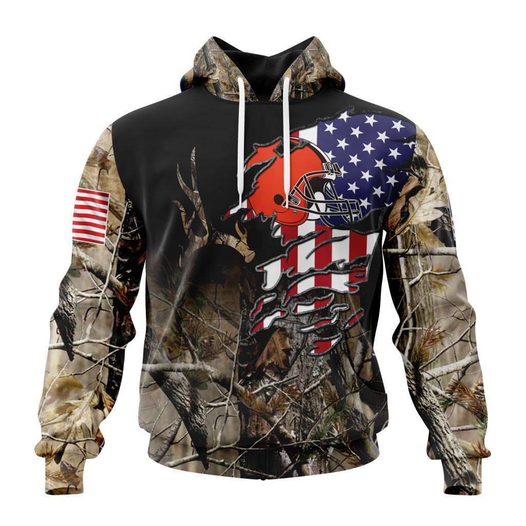 Customized Nfl Cleveland Browns Special Camo Realtree Hunting Hoodie