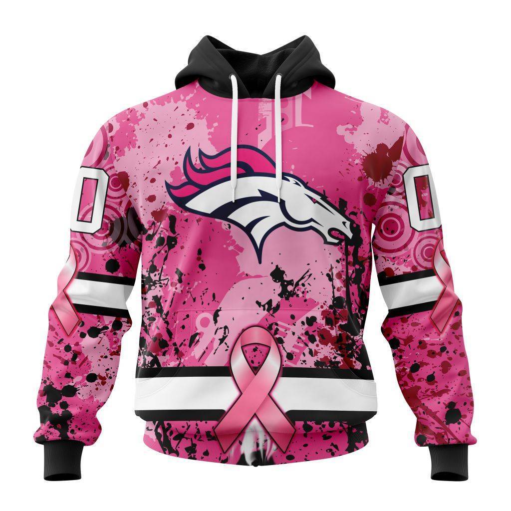 Customized Nfl Denver Broncos I Pink I Can In October We Wear Pink Breast Cancer Hoodie