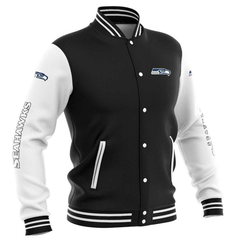 Seattle Seahawks Baseball Jacket Black For Men