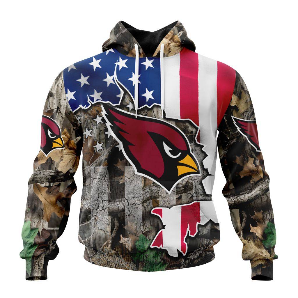 Customized Nfl Arizona Cardinals Usa Flag Camo Realtree Hunting Hoodie