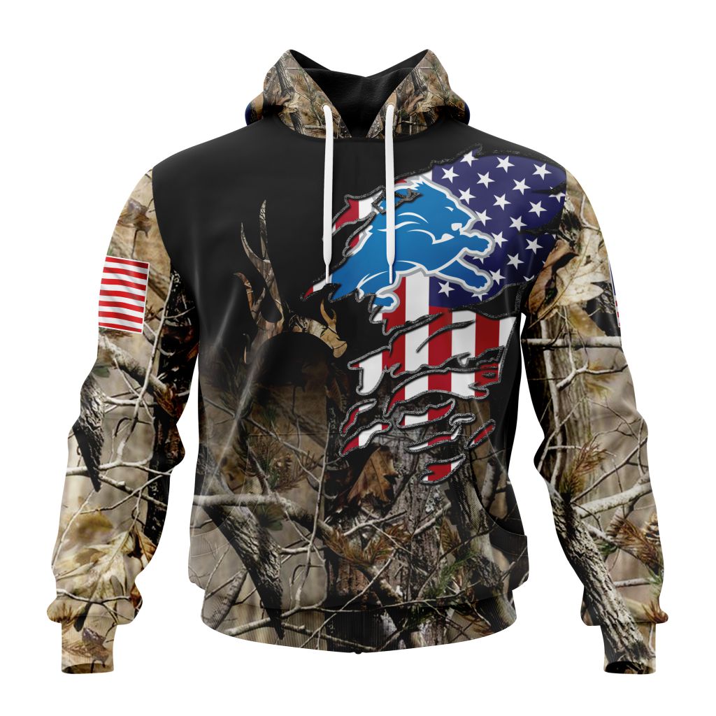 Customized Nfl Detroit Lions Special Camo Realtree Hunting Hoodie