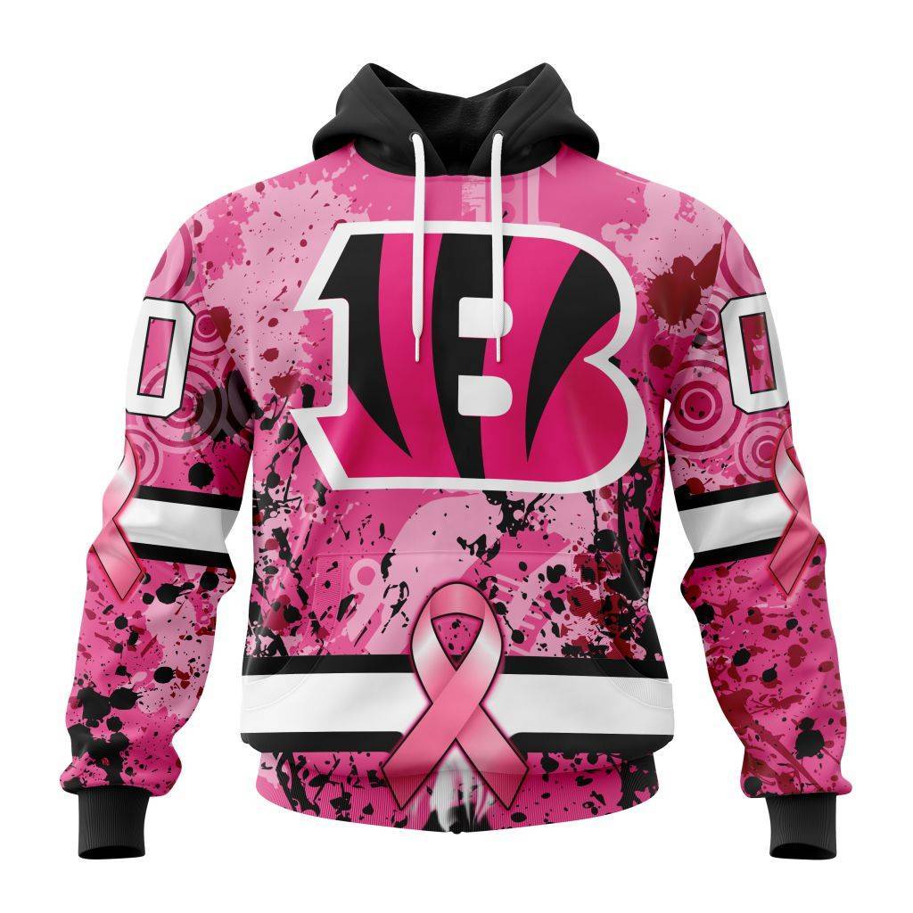 Customized Nfl Cincinnati Bengals I Pink I Can In October We Wear Pink Breast Cancer Hoodie