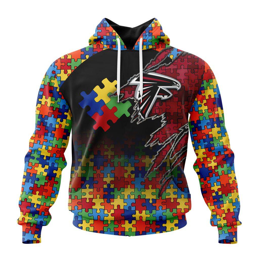 Customized Nfl Atlanta Falcons Autism Awareness Design Hoodie