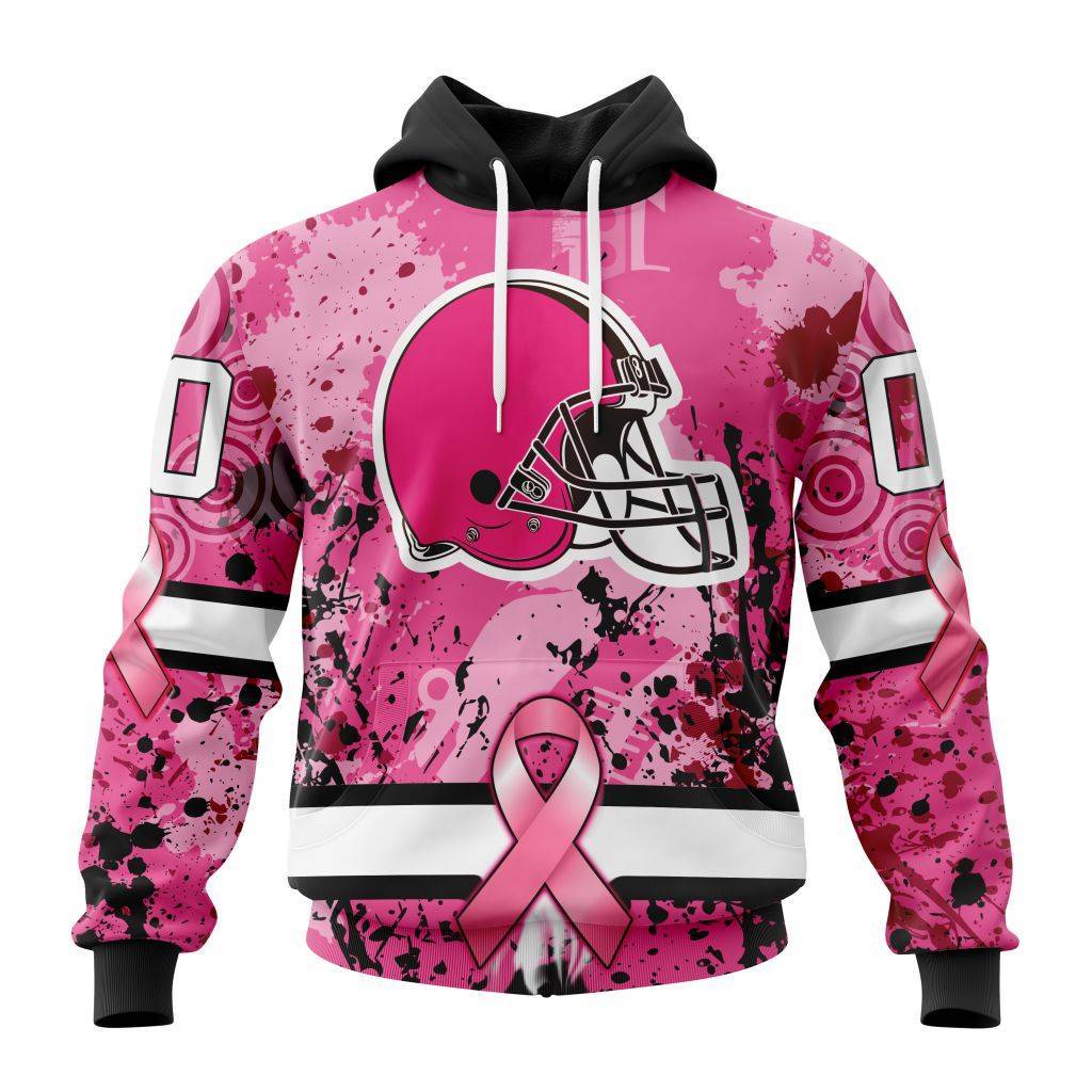 Customized Nfl Cleveland Browns I Pink I Can In October We Wear Pink Breast Cancer Hoodie