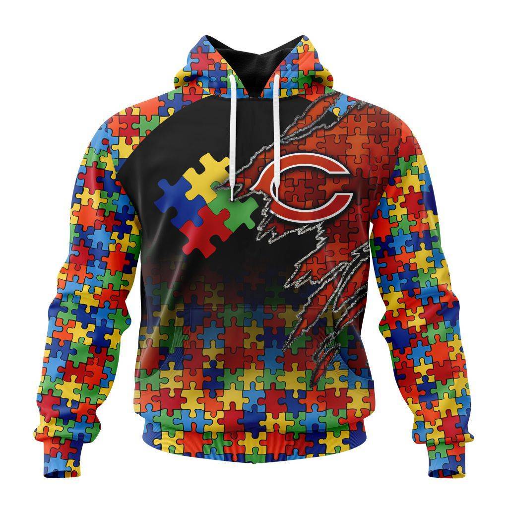 Customized Nfl Chicago Bears Autism Awareness Design Hoodie
