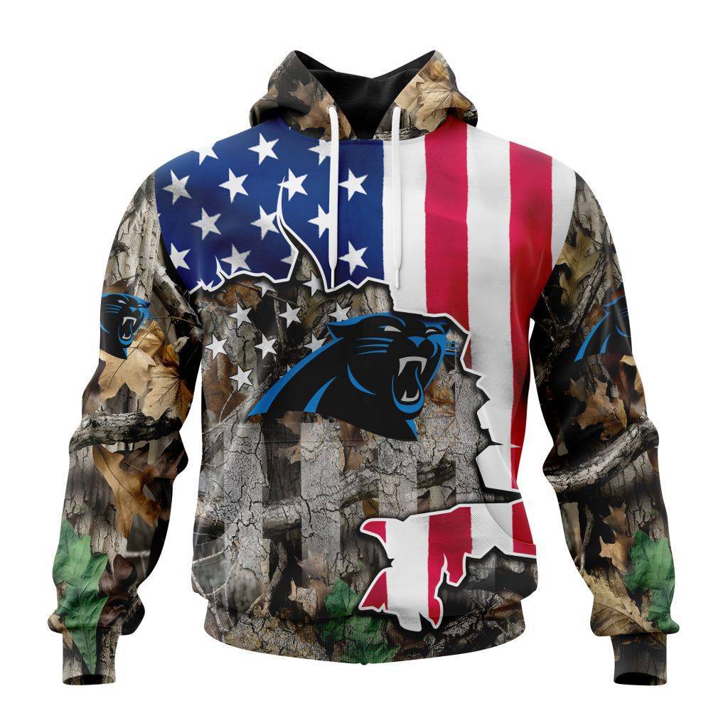 Customized Nfl Carolina Panthers Usa Flag Camo Realtree Hunting Hoodie