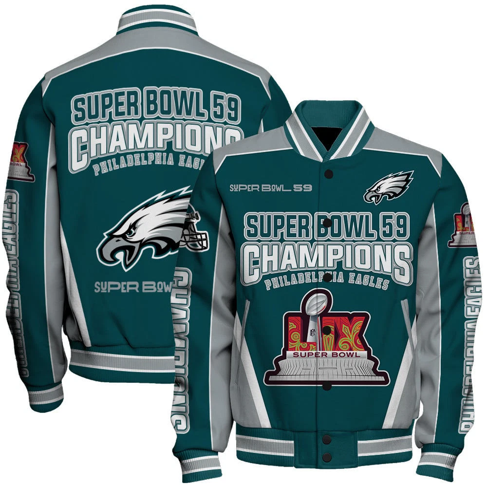 Philadelphia Eagles Super Bowl LIX Top Of The Game Varsity Jacket Baseball Jacket