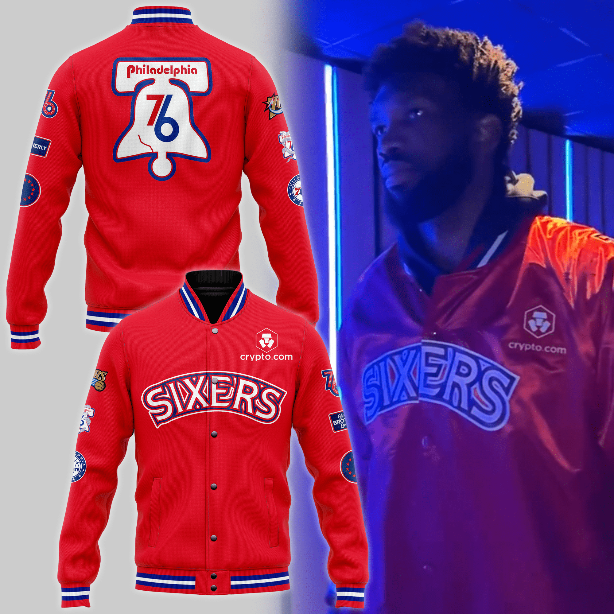 Sixers Philadelphia 76ers Basketball Team Baseball Jacket For Fans