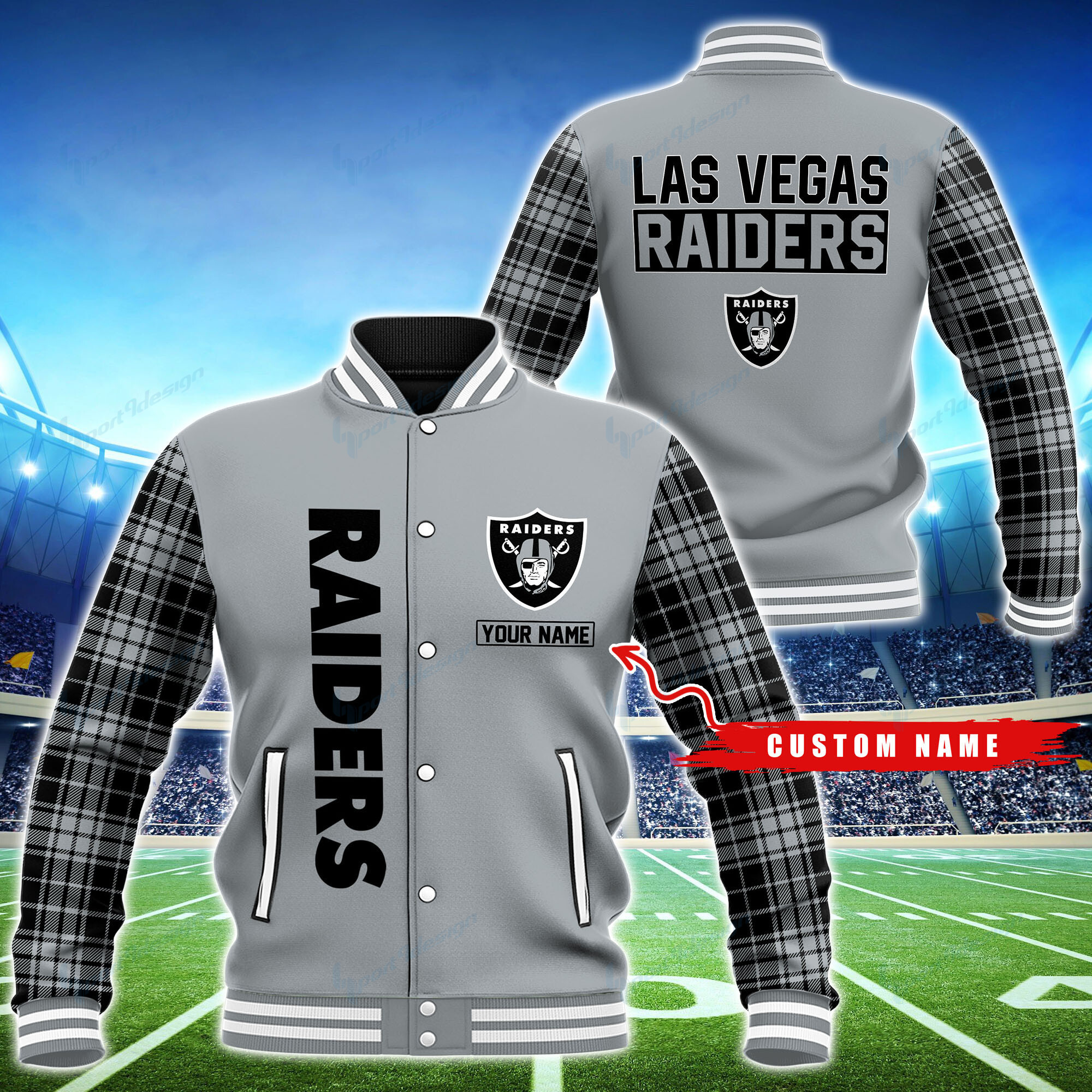 Las Vegas Raiders Personalized Baseball Jacket