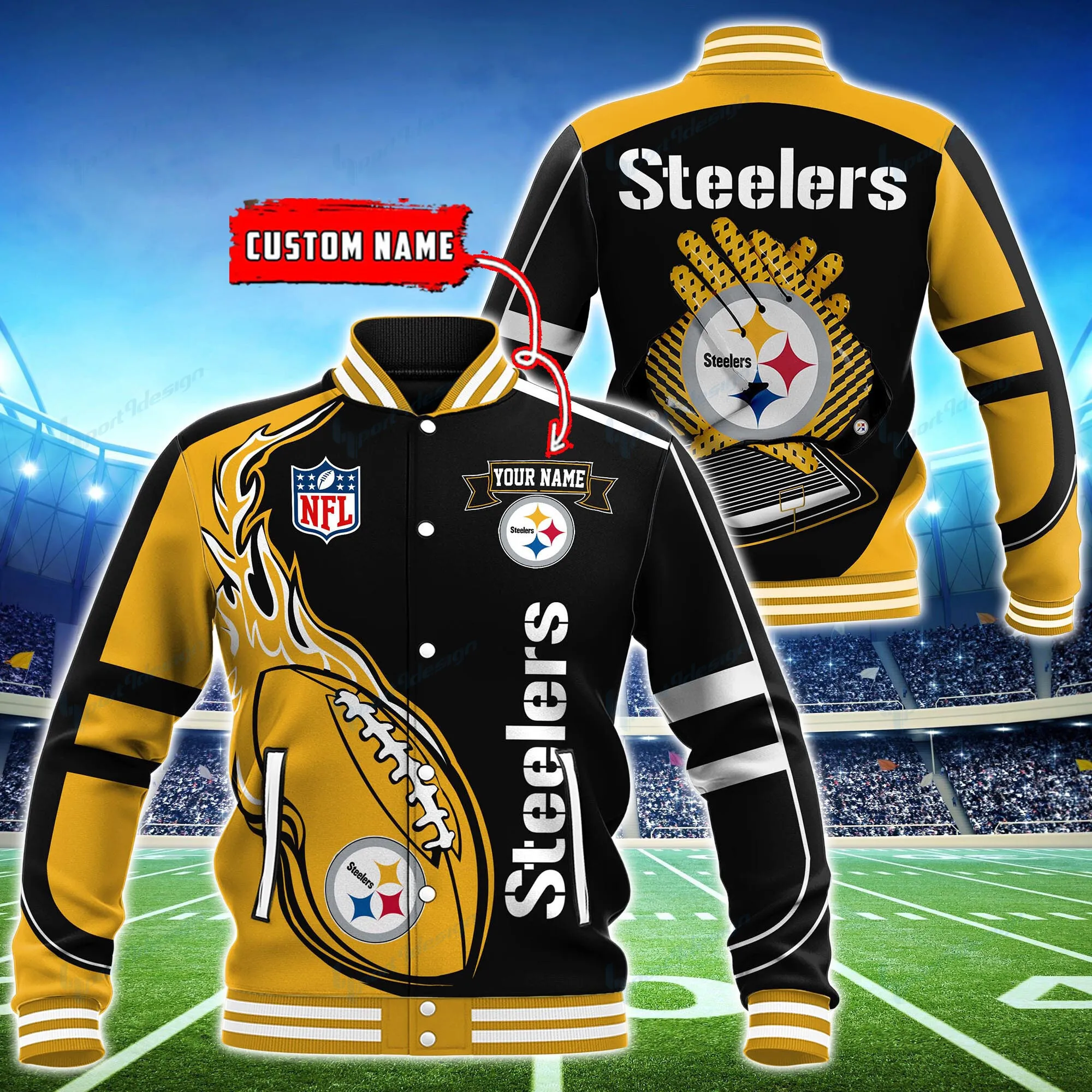 Pittsburgh Steelers Personalized Baseball Jacket