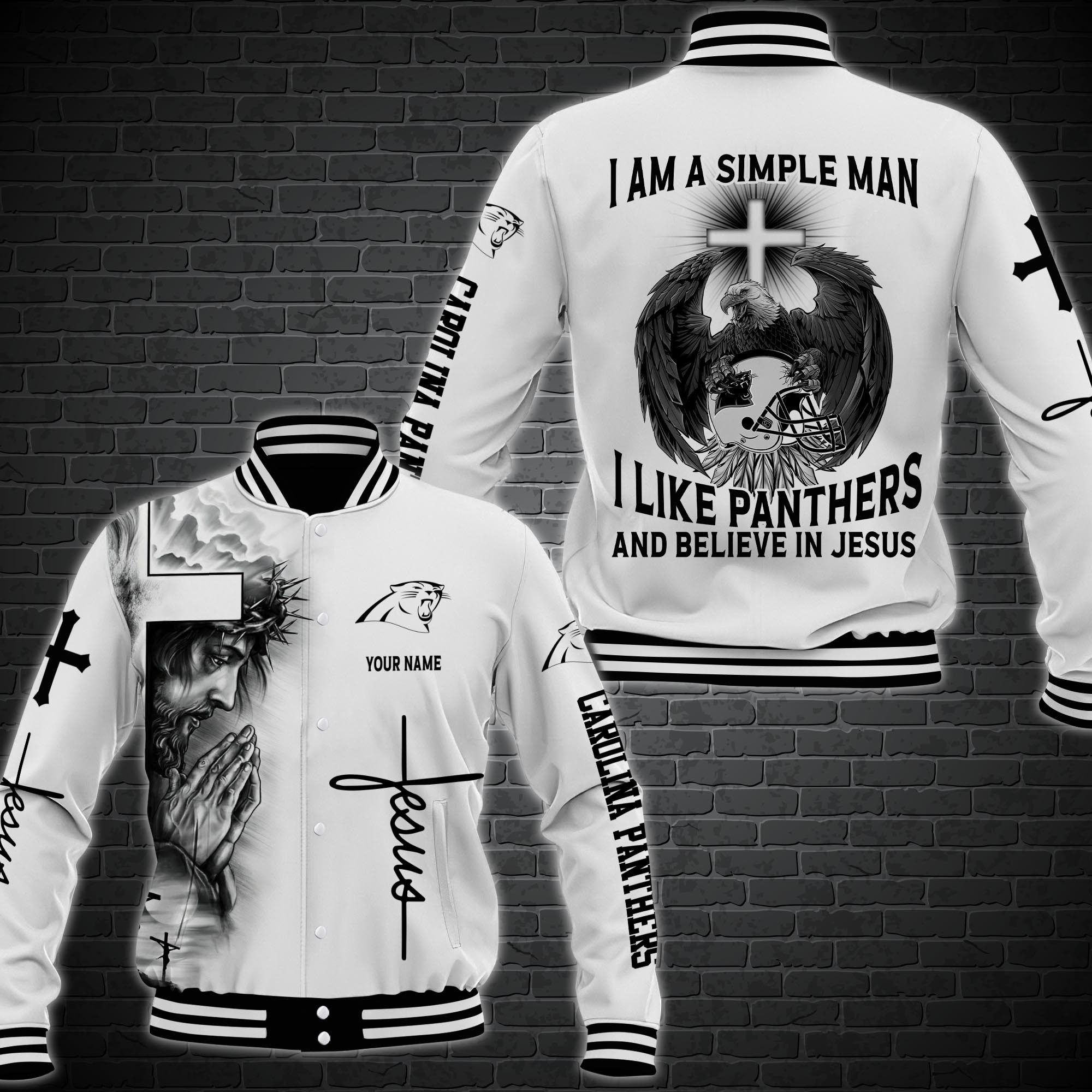 Carolina Panthers Personalized Baseball Jacket