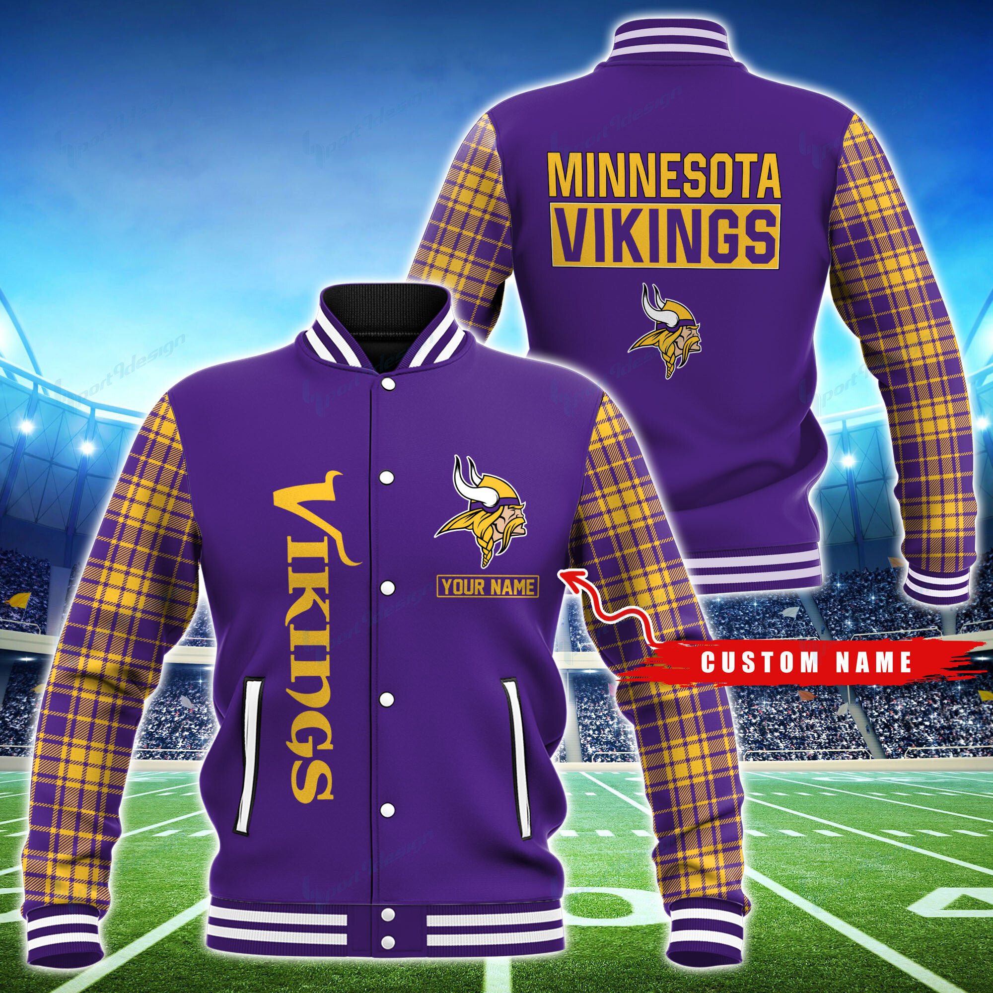 Minnesota Vikings Personalized Baseball Jacket For Sport Fans