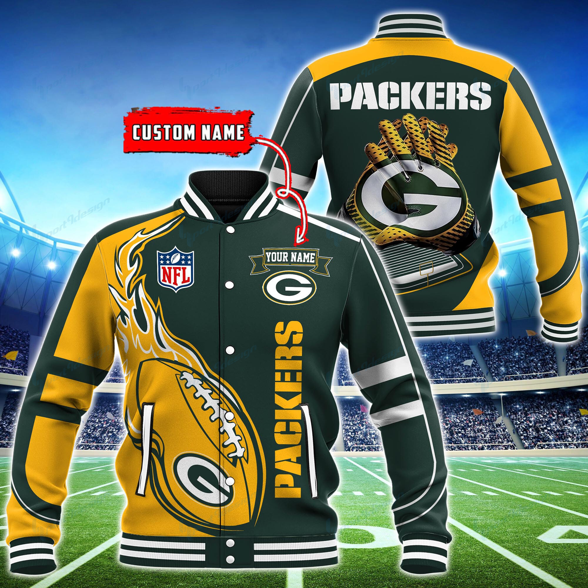 Green Bay Packers Personalized Baseball Jacket