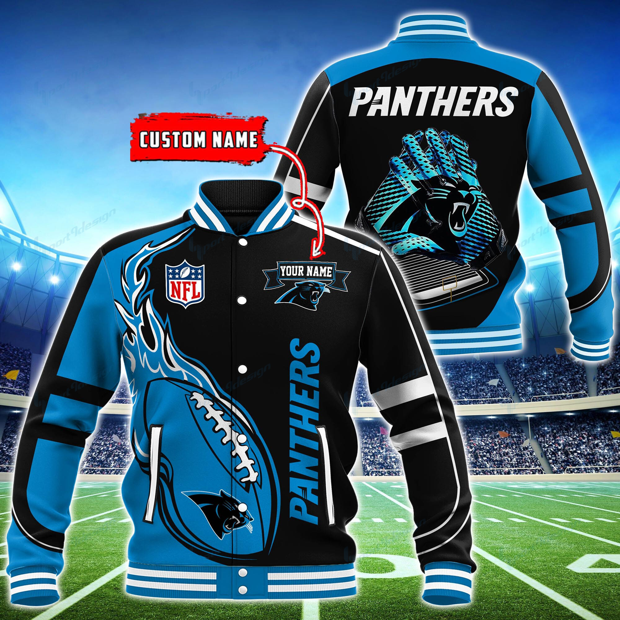 Carolina Panthers Personalized Baseball Jacket For Sport Fans