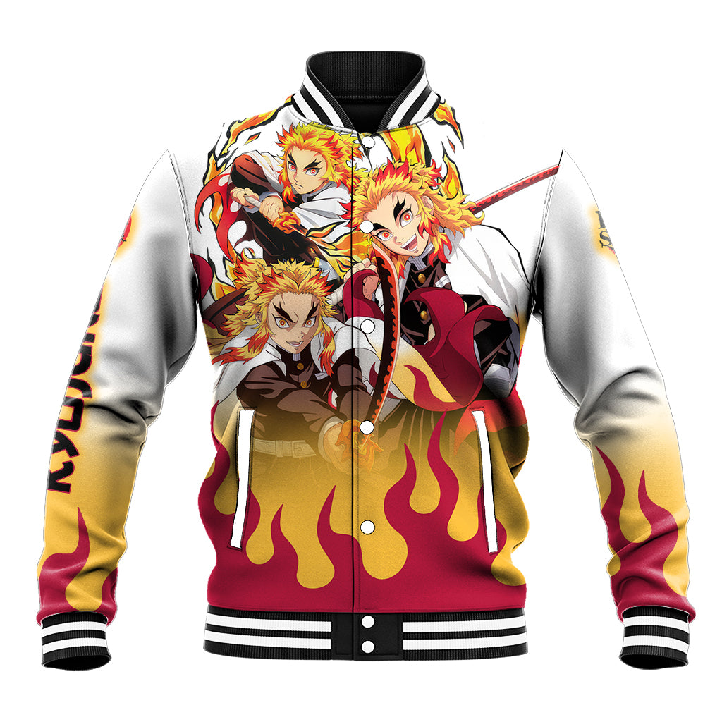 Kyojuro Rengoku Flame Hashira Anime Varsity Baseball Jacket For Fans