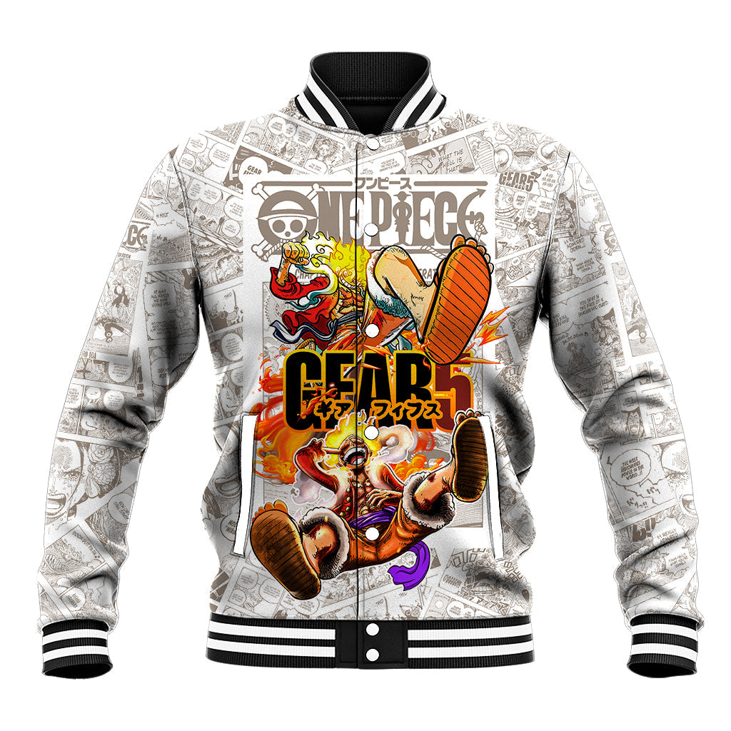 Luffy Gear Five Manga Panels Anime Varsity Baseball Jacket For Fans