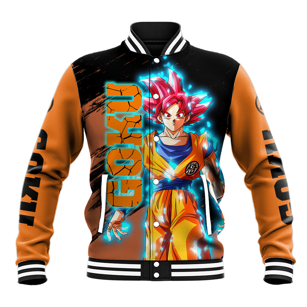 Goku Saiyan God Anime Varsity Baseball Jacket For Fans