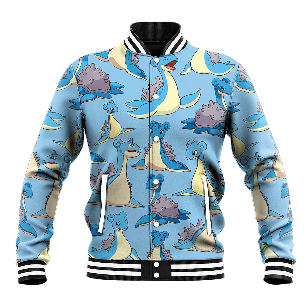 Lapras Clothes Pattern Style Anime Varsity Baseball Jacket For Fans