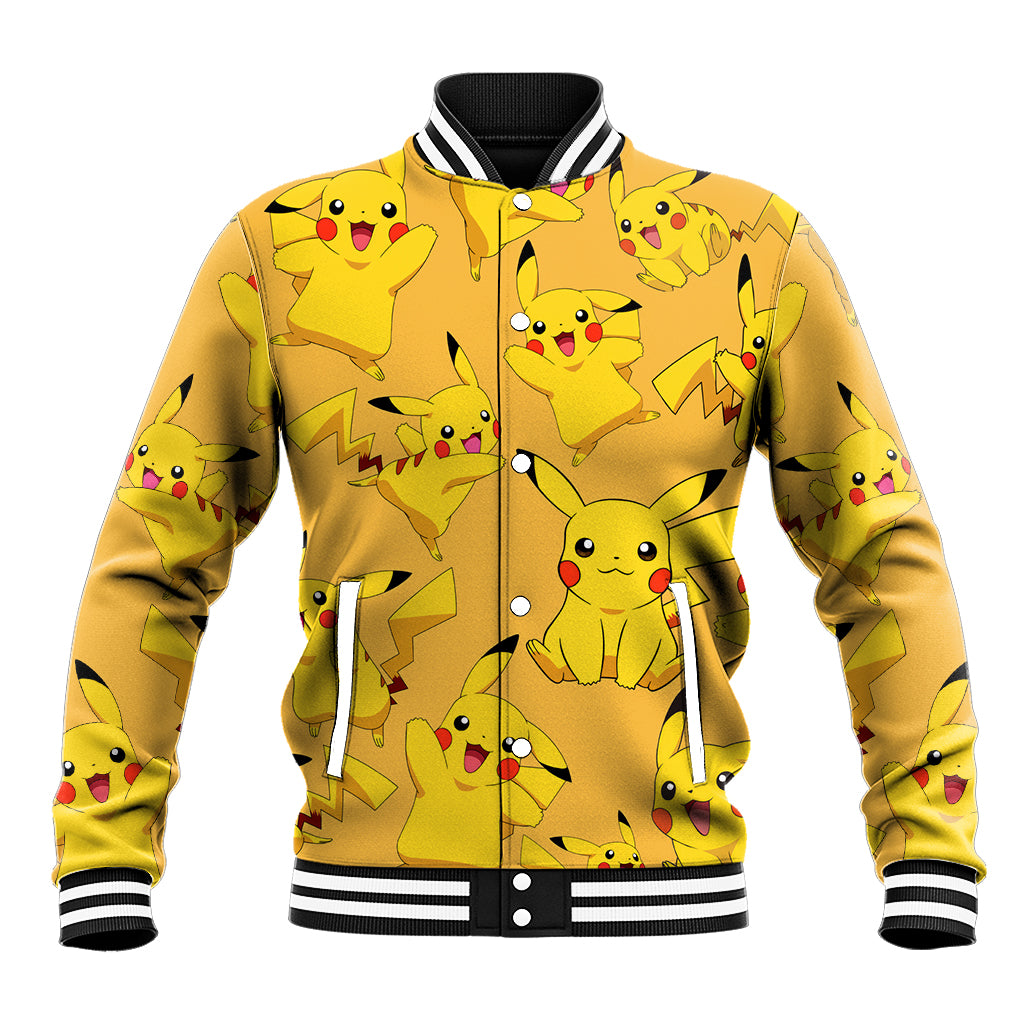 Pikachu Pattern Style Anime Varsity Baseball Jacket For Fans