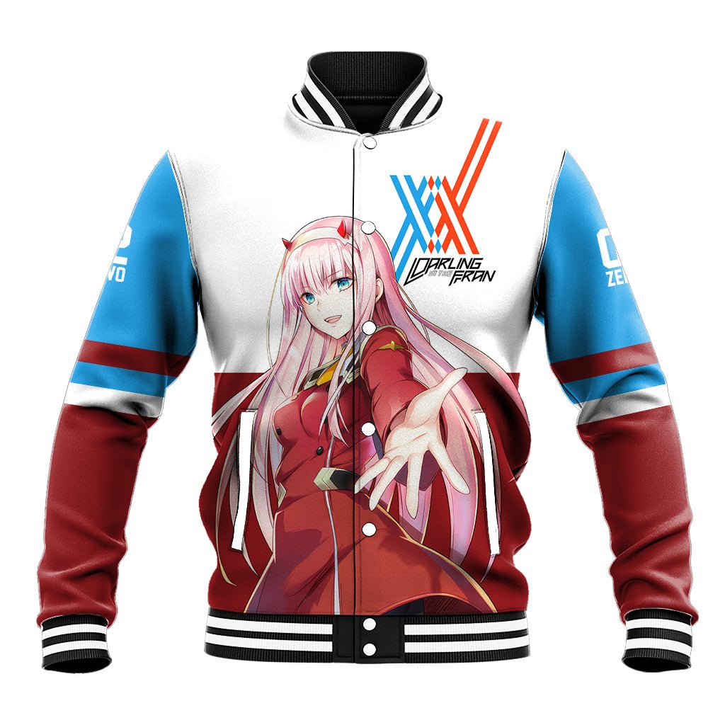 002 Zero Two Strelitzia Anime Varsity Baseball Jacket Anime Style For Fans