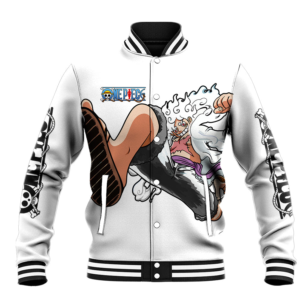 Luffy Gear 5 Nika Anime Varsity Baseball Jacket For Fans
